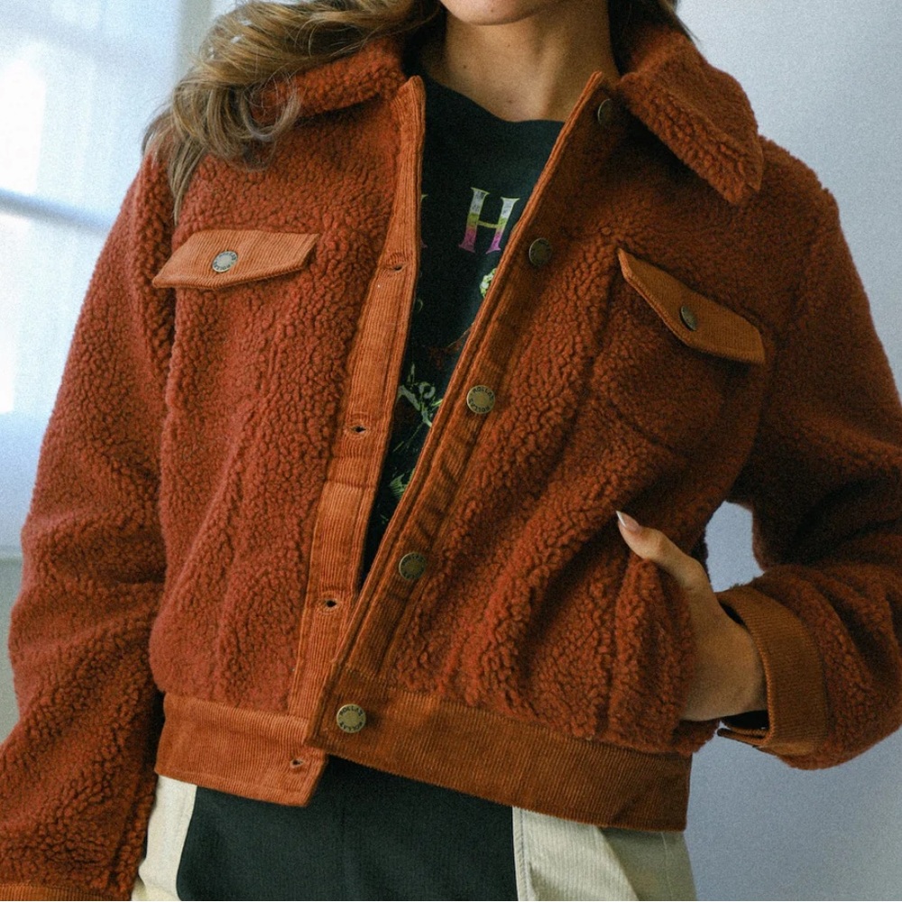 Rolla’s Chestnut Sherpa Trucker Jacket